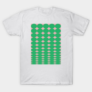 Retro Round Pattern - Green Pink T-Shirt